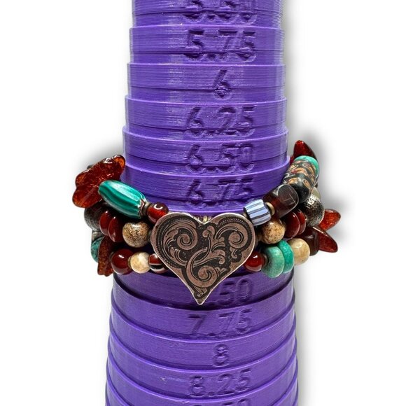 Handcrafted African Trade Bead Bracelet With Heart Centerpiece - Picture 13 of 13